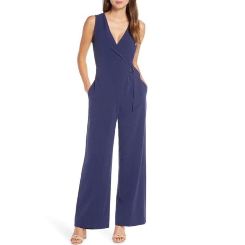 NWT Vince Camuto Faux Wrap Sleeveless Jumpsuit 14